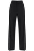 high-waisted black wool dress pants regular fit