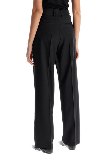 high-waisted black wool dress pants regular fit