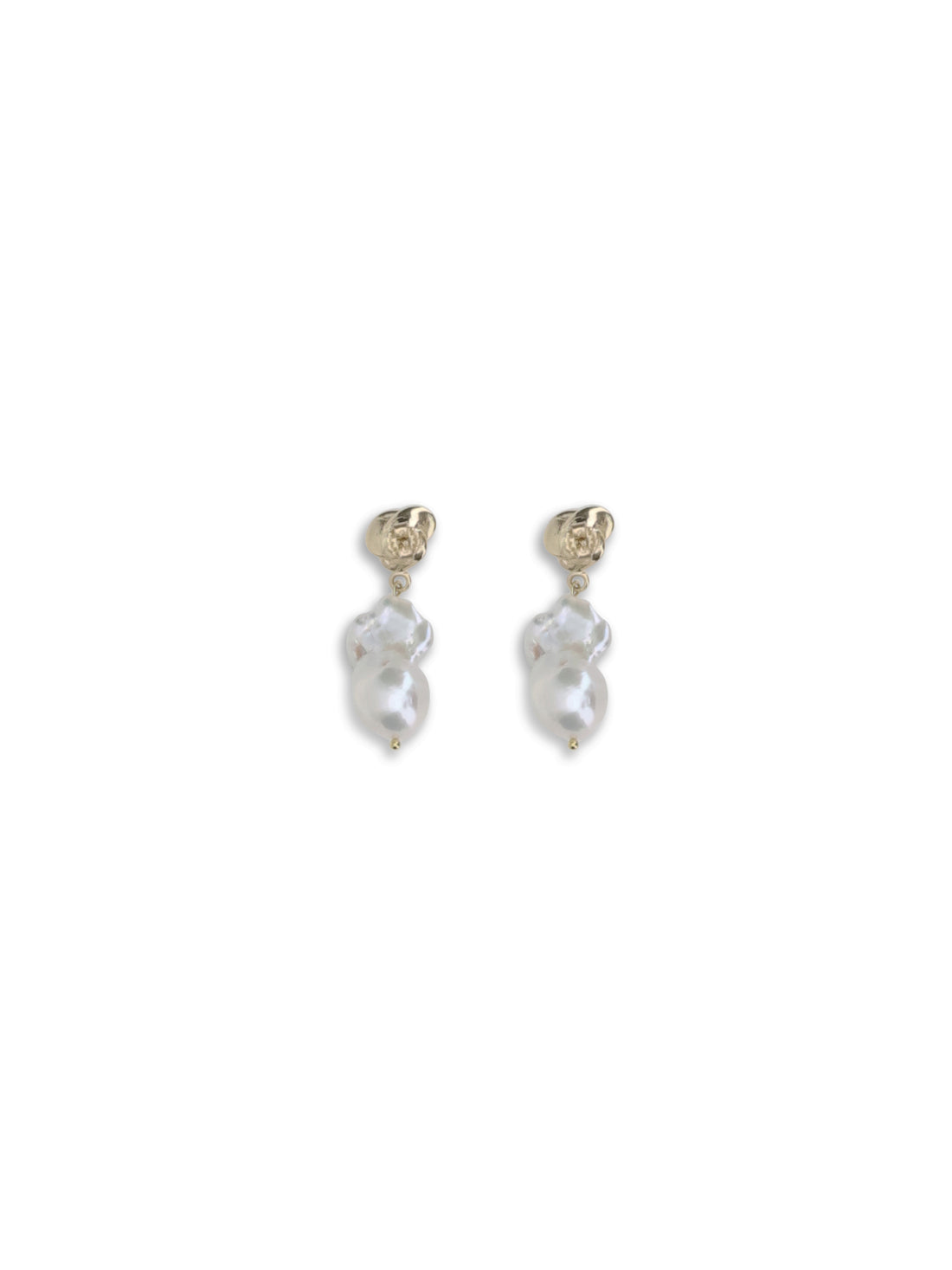 MAGDA BUTRYM OS baroque pearl drop earrings with a rose stud