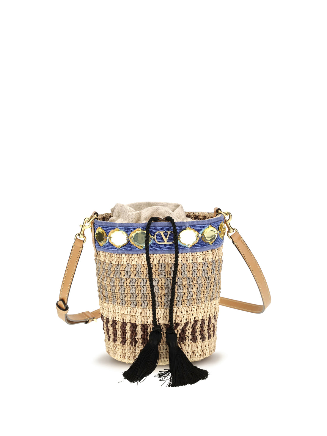 VALENTINO GARAVANI OS mini raffia bucket bag