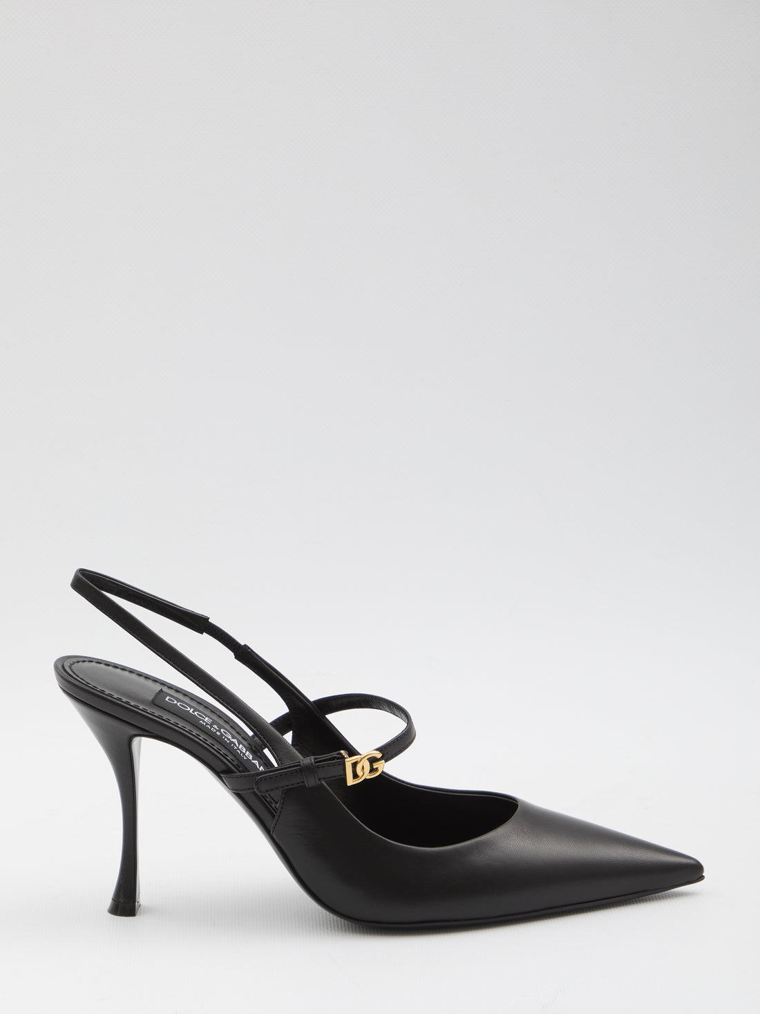 DOLCE&GABBANA 37 black leather slingback pumps