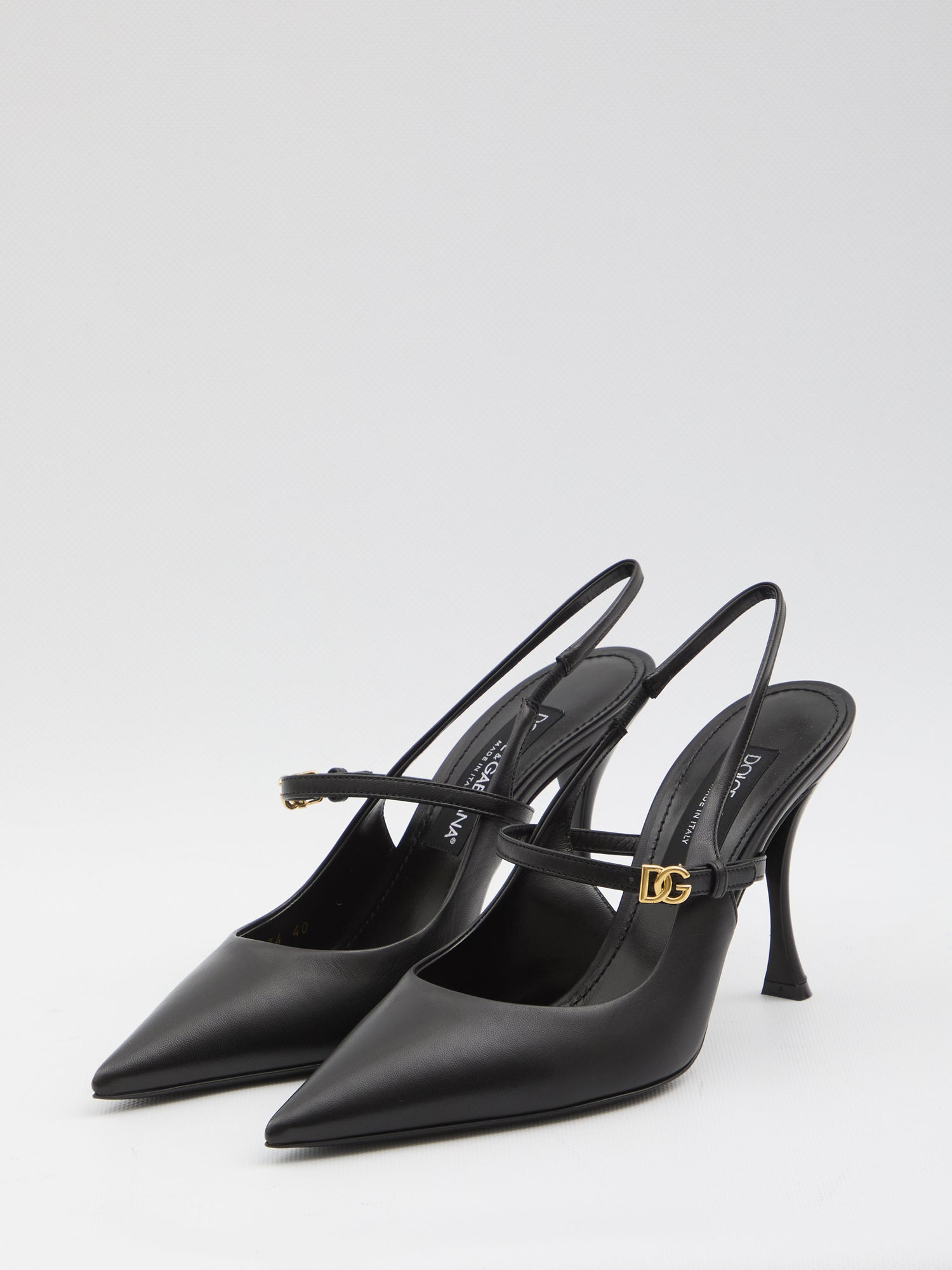 DOLCE&amp;GABBANA 37 black leather slingback pumps