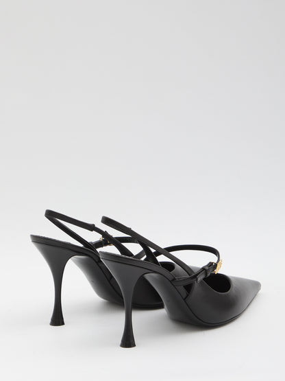 DOLCE&amp;GABBANA 37 black leather slingback pumps