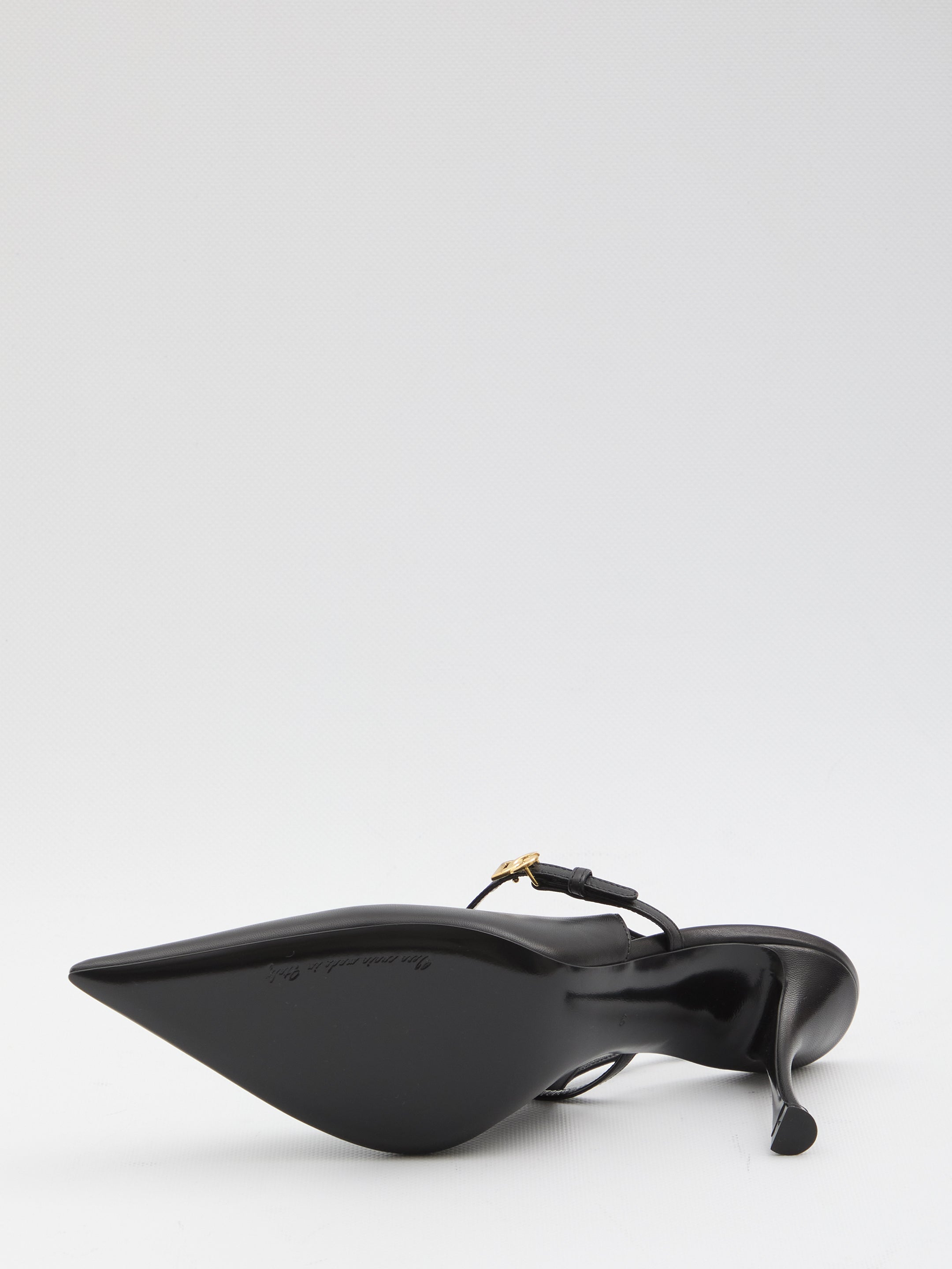 DOLCE&amp;GABBANA 37 black leather slingback pumps