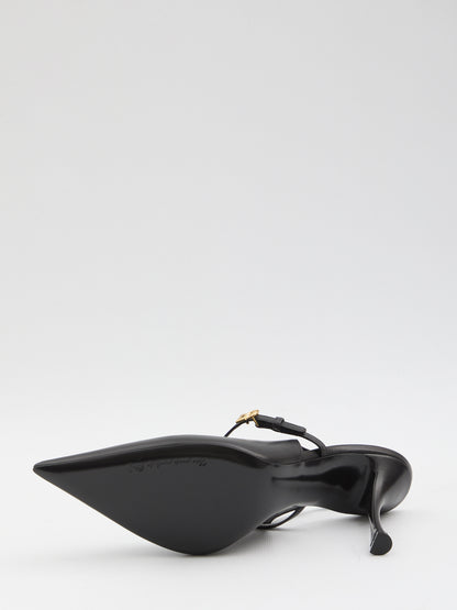DOLCE&amp;GABBANA 37 black leather slingback pumps