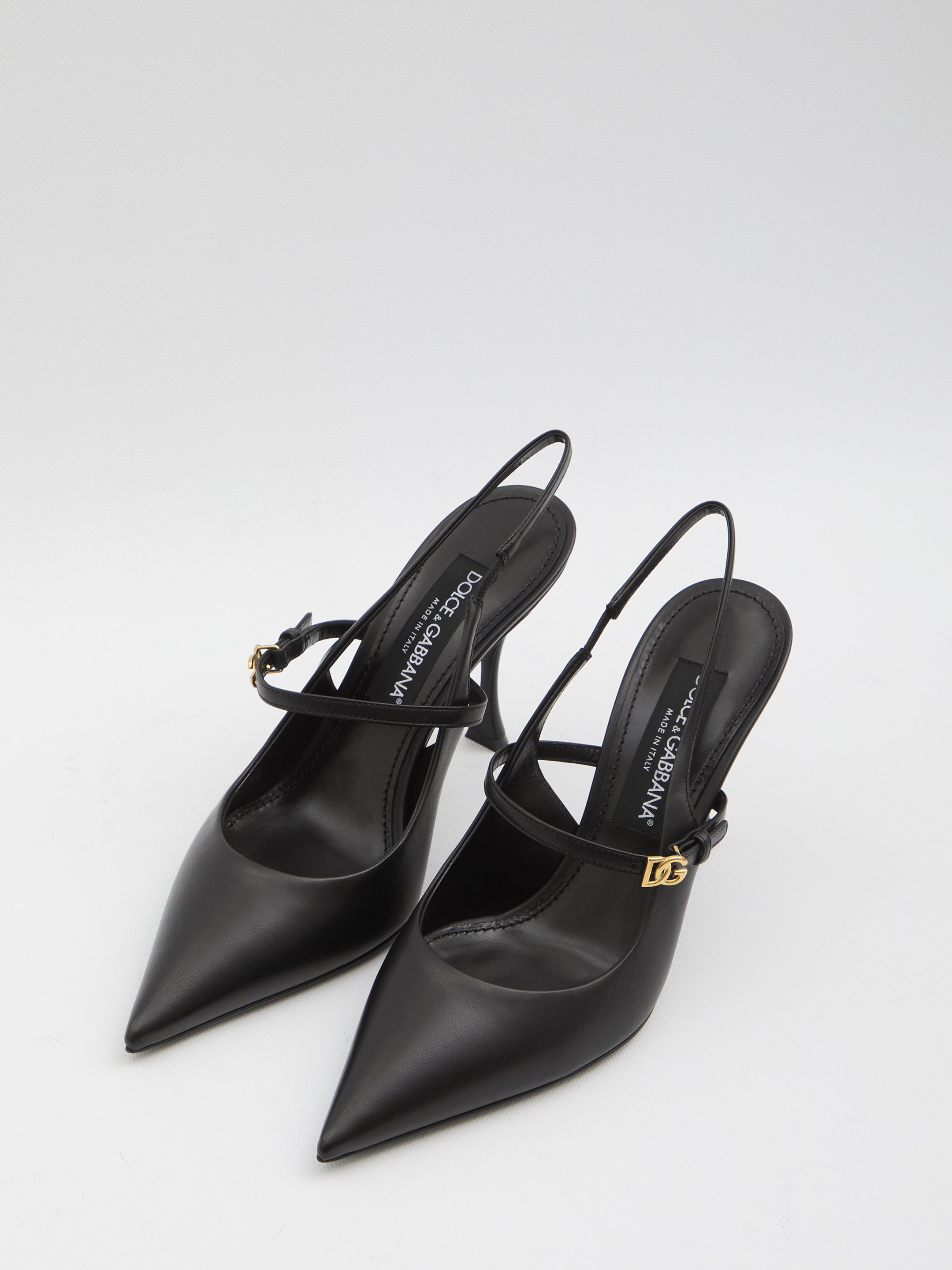 DOLCE&amp;GABBANA 37 black leather slingback pumps