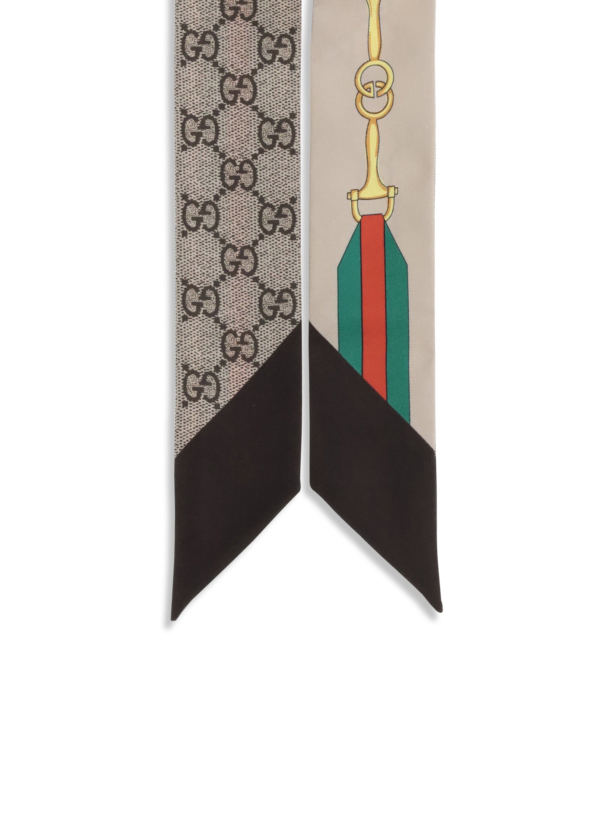 GUCCI OS silk scarf with a morsetto print and gg crisscross