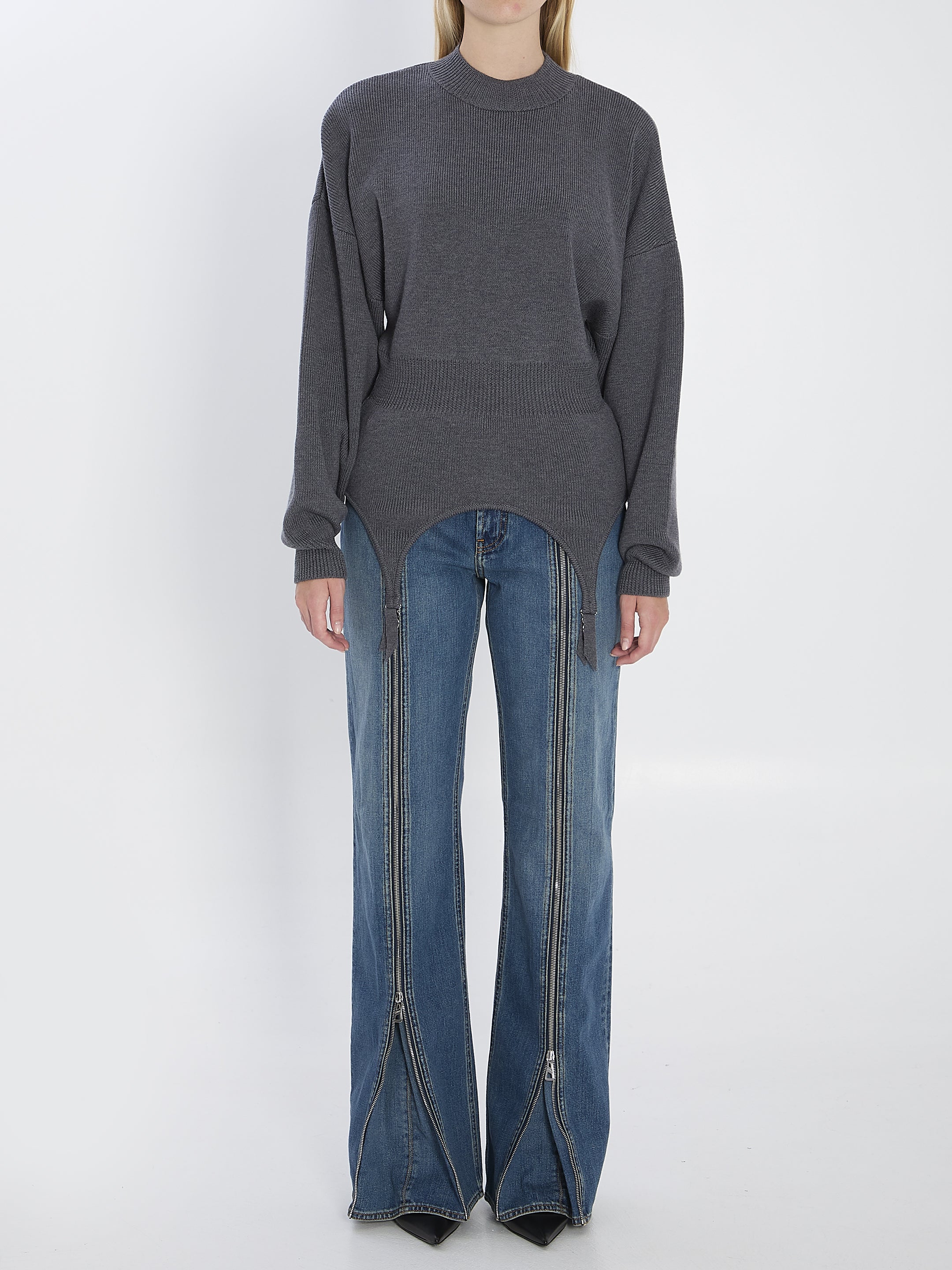 JEAN PAUL GAULTIER M pullover with lingerie garter