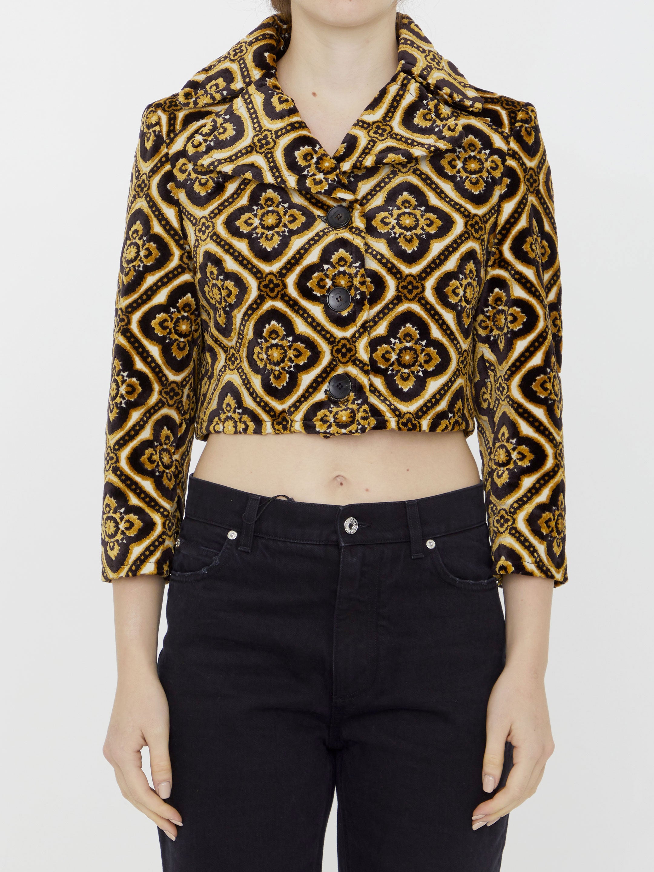 ETRO 40 velvet cropped jacket