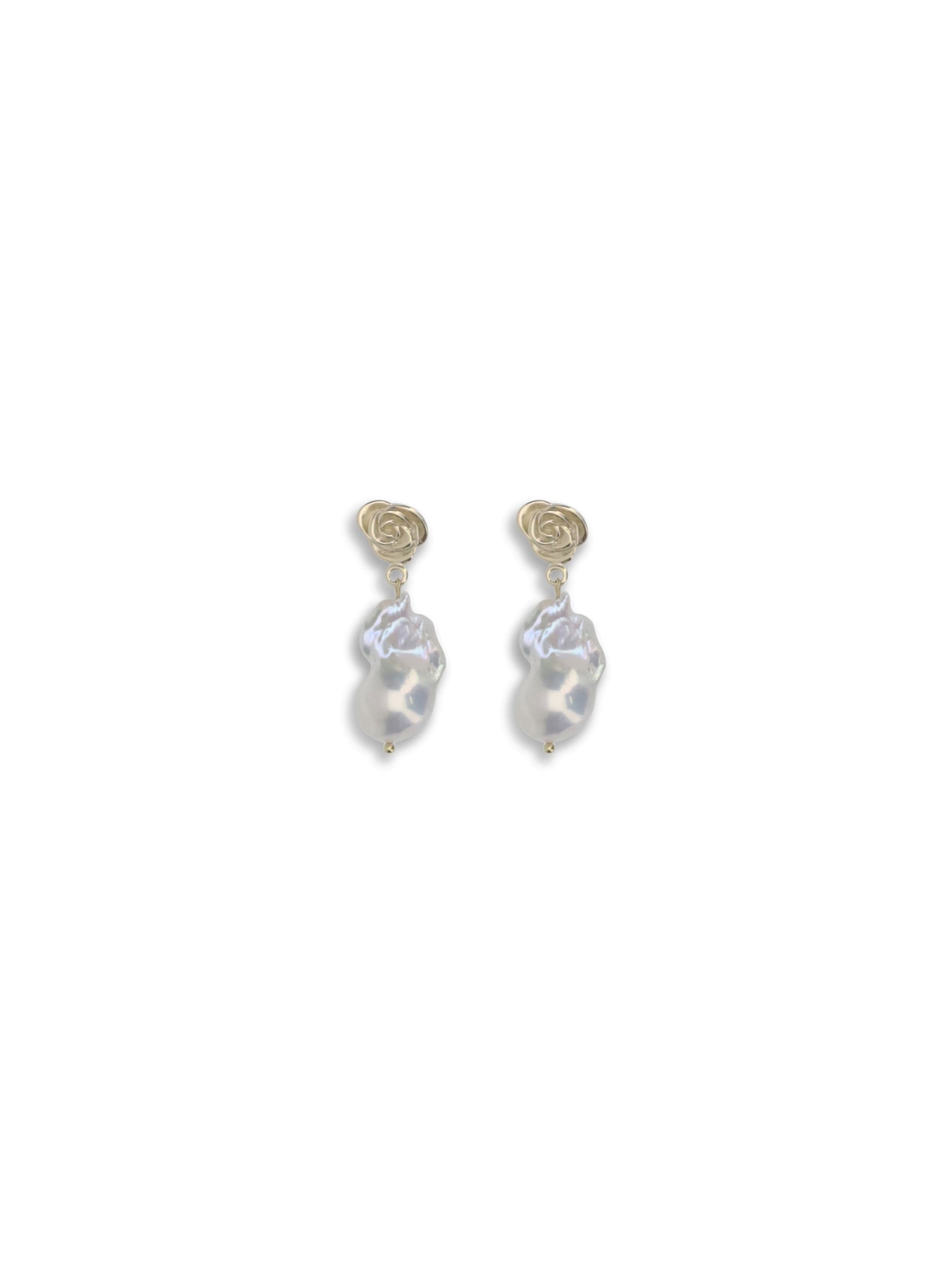 MAGDA BUTRYM OS baroque pearl drop earrings with a rose stud