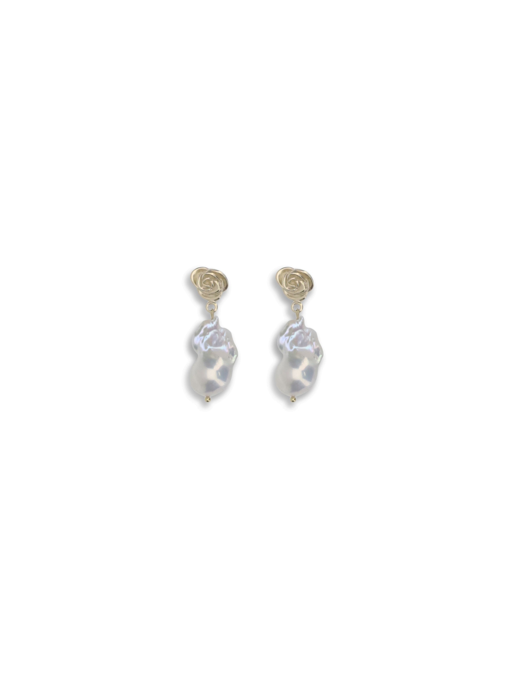 MAGDA BUTRYM OS baroque pearl drop earrings with a rose stud