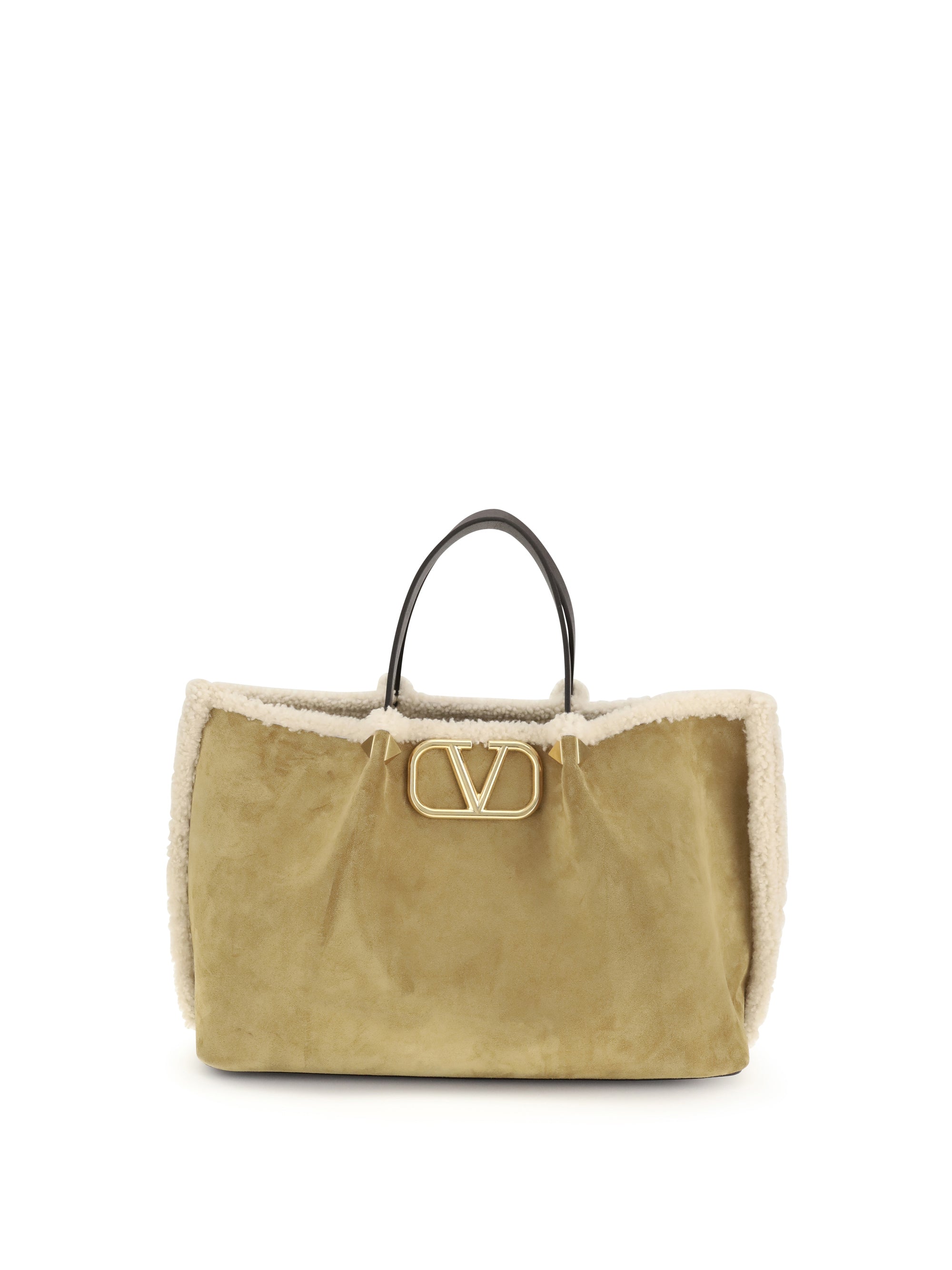 suede and sheepskin medium tote bag