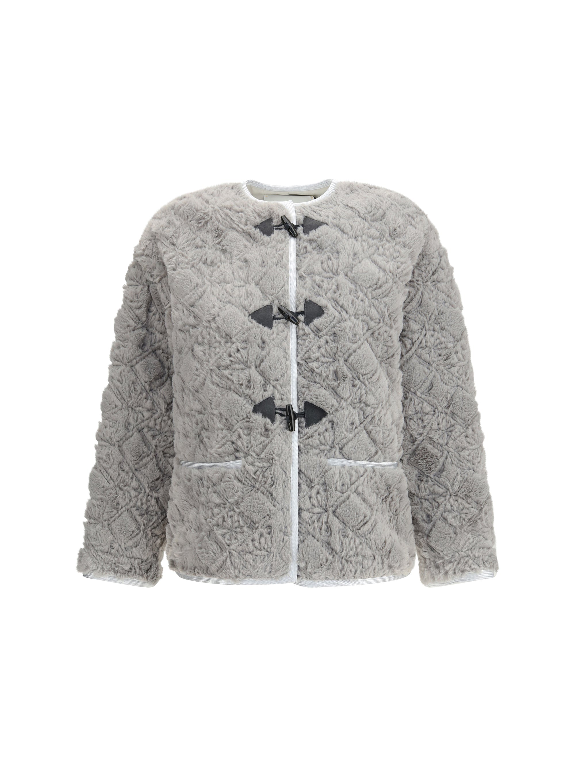 FORTE_FORTE I faux fur coat with divine embroidery and toggles