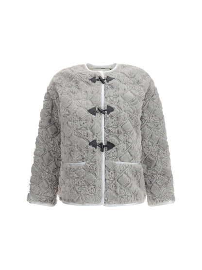 FORTE_FORTE I faux fur coat with divine embroidery and toggles