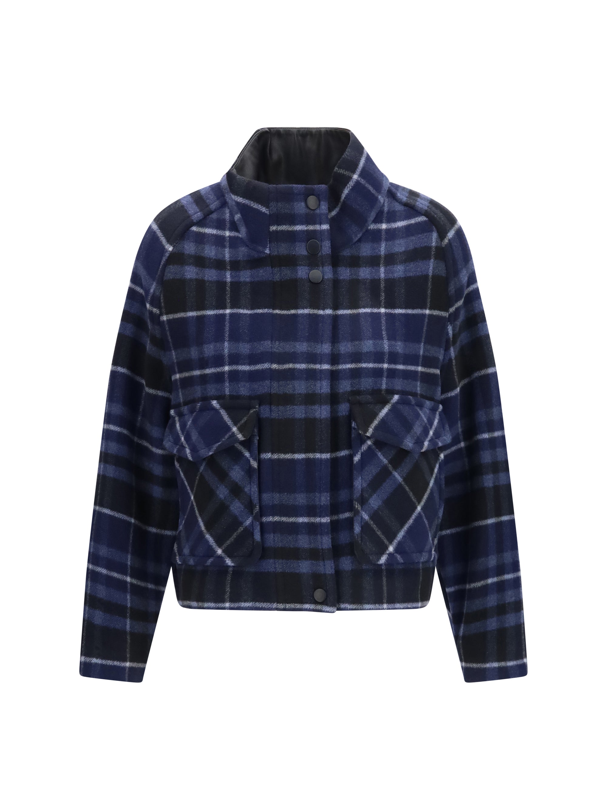 campanula check double-cloth caban