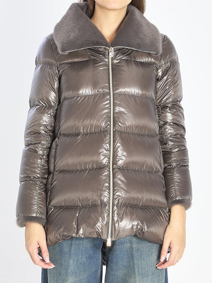 HERNO 40 light puffer with collar fur 