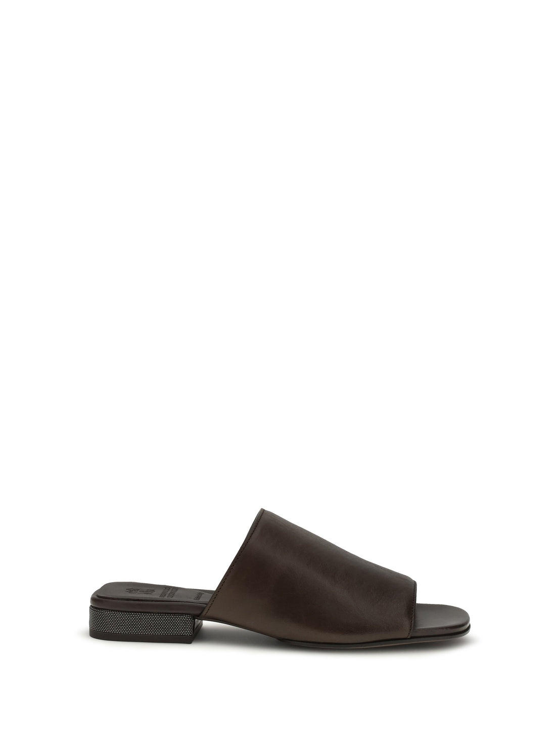 BRUNELLO CUCINELLI 37 riding calfskin sandals with monili