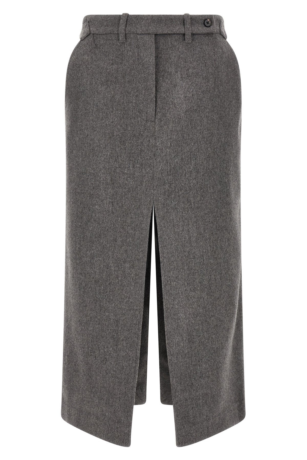 the co longuette skirt embodies rigorous elegance through a structured silhouett