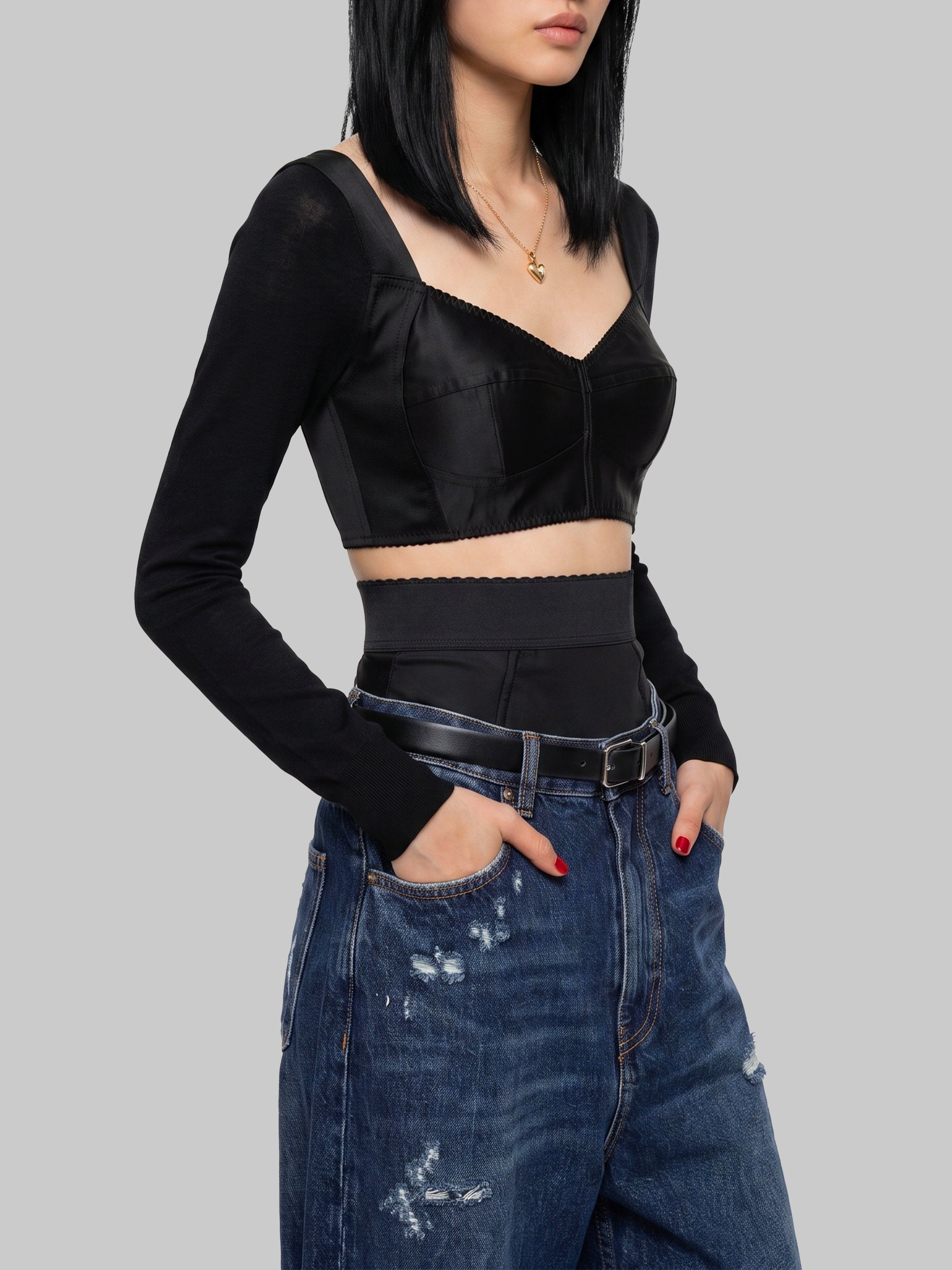 top bustier in satin
