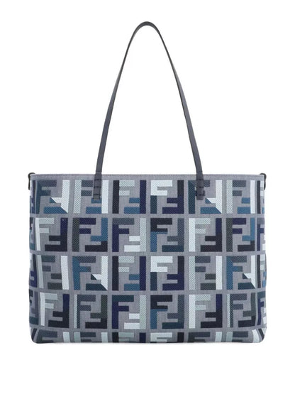Fendi Roll Large Canvas Shopper With Ff Embroidery