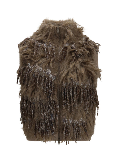 mohair-blend sequin zip cardigan