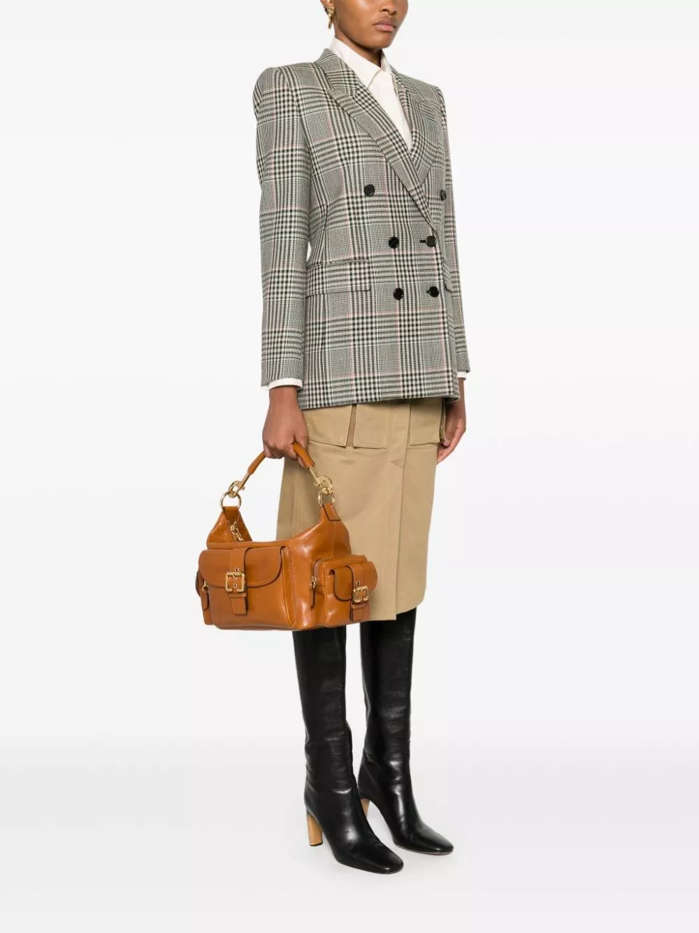 shiny leather camera bag