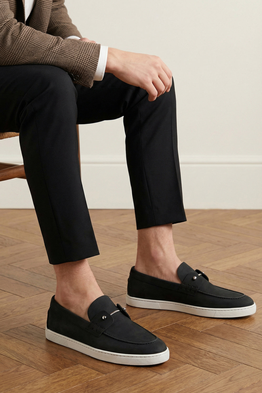 CHRISTIAN LOUBOUTIN 41 chambeliboat nubuck leather loafers slip-on style