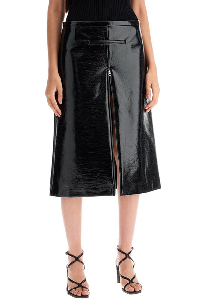 vinyl midi skirt in seven