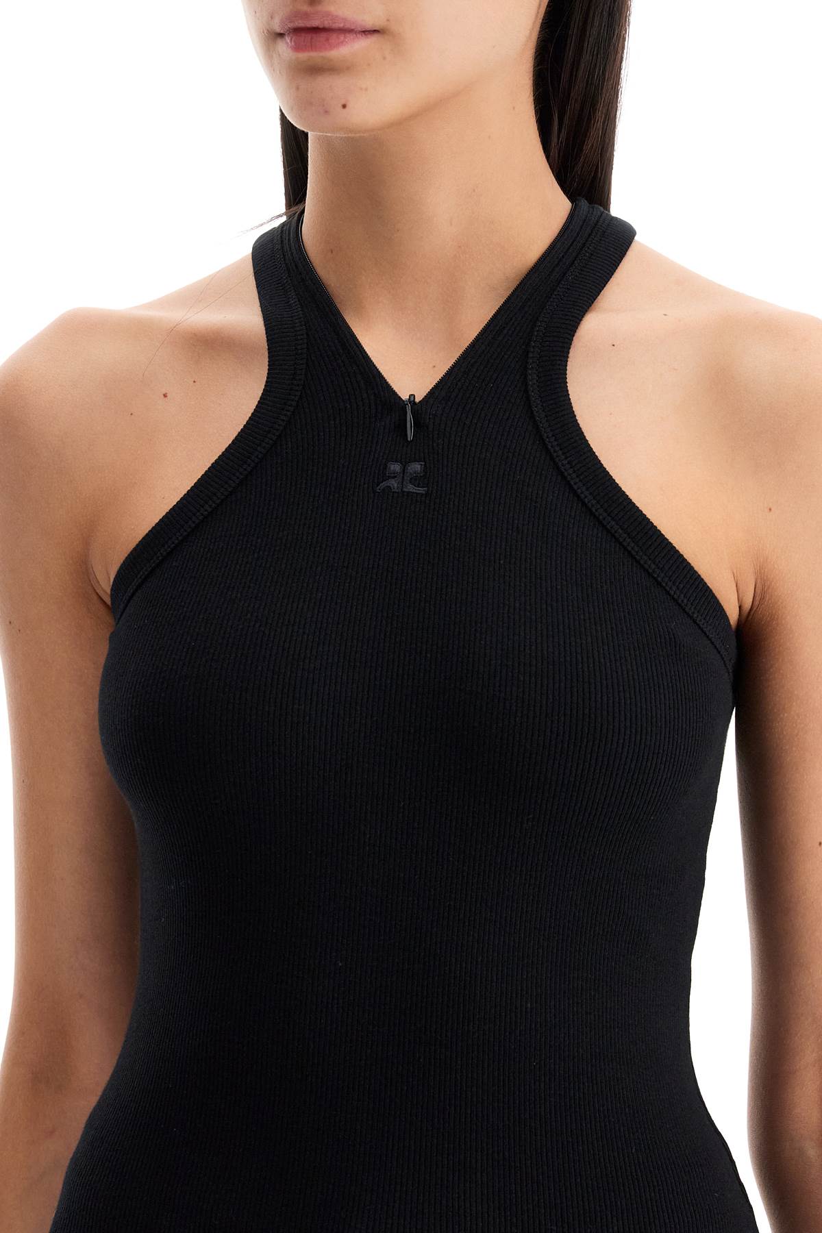 ribbed tank top with zipper on the neckline