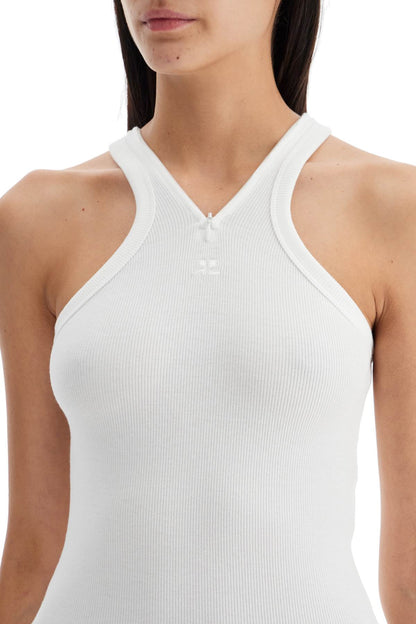 ribbed tank top with zipper on the neckline