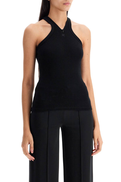 ribbed tank top with zipper on the neckline