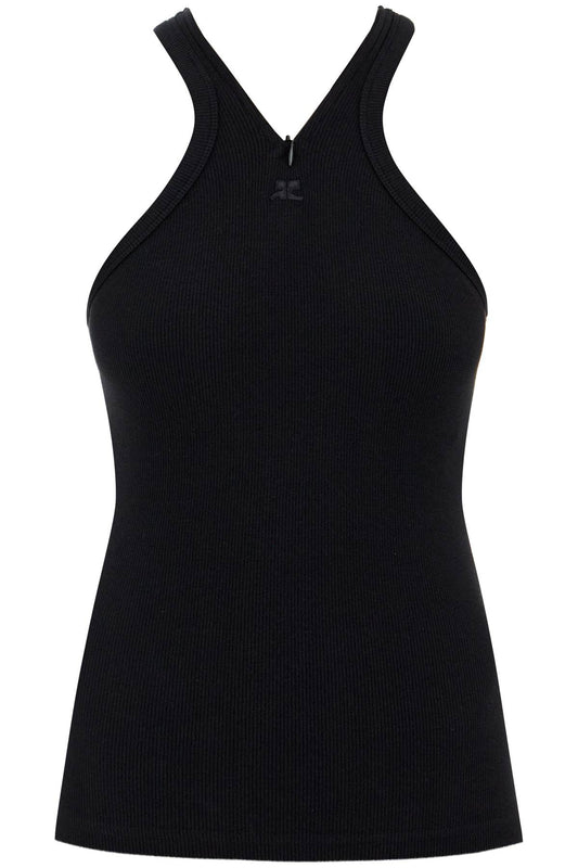 ribbed tank top with zipper on the neckline