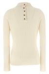 multi-buttons ribbed cotton and wool blend polo shirt