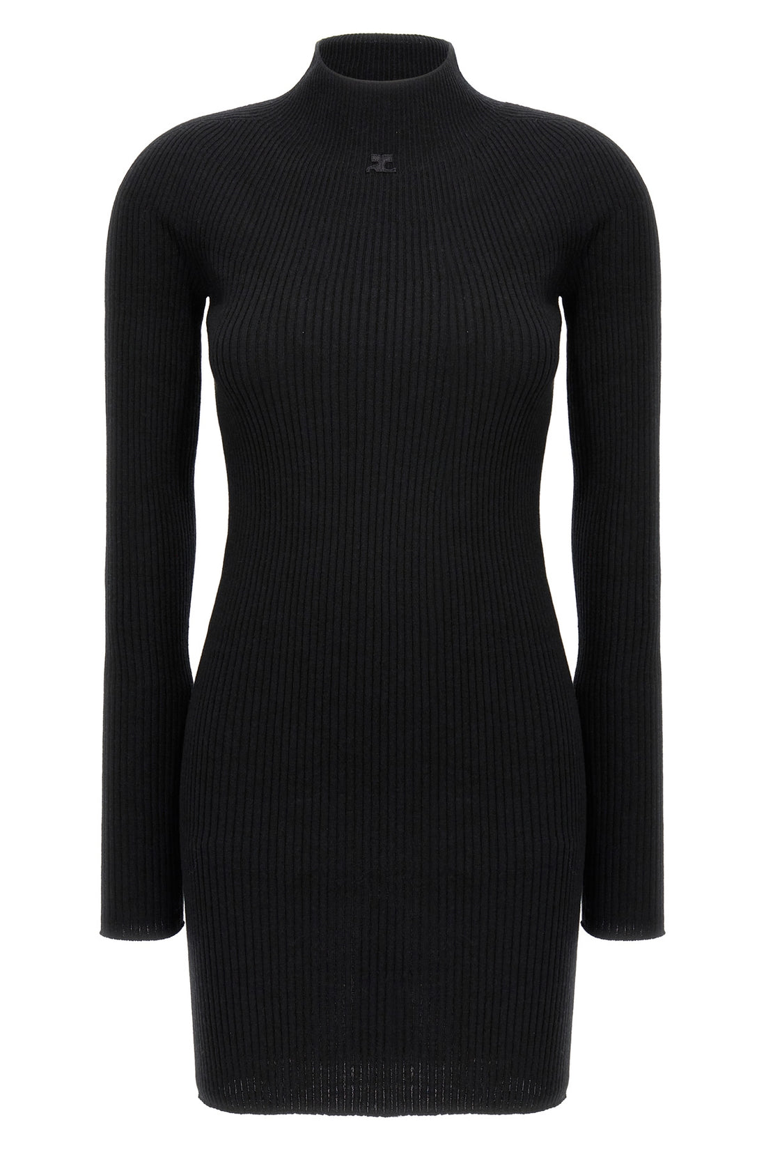 COURRÈGES S solar light rib ribbed cotton and wool blend dress
