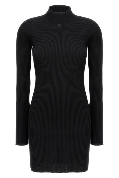 solar light rib ribbed cotton and wool blend dress