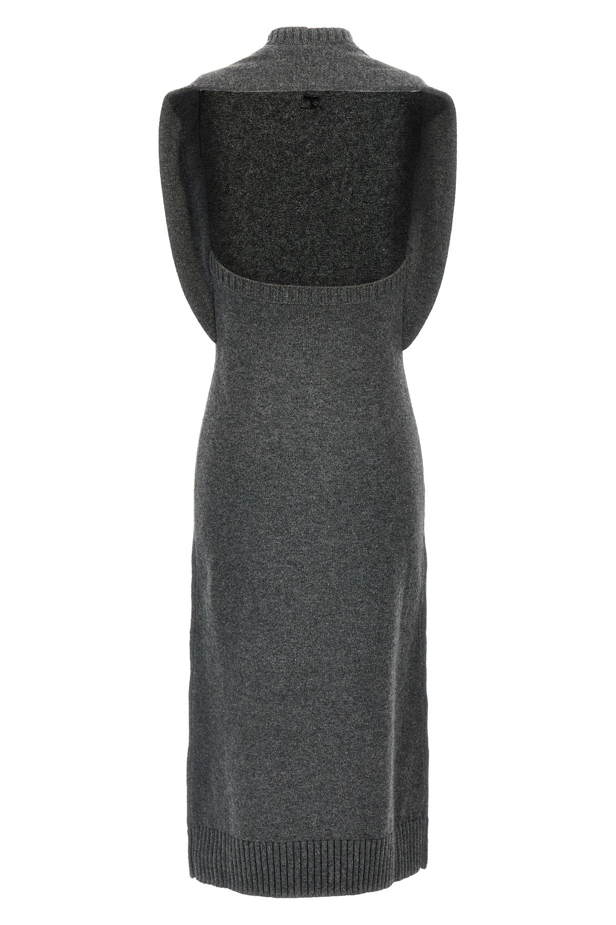 over the shoulder drapè wool dress