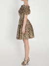 short leopard print poplin dress