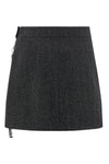 zipped caviar mini wool mélange skirt
