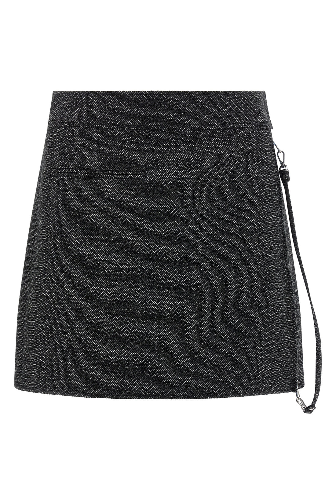 COURRÈGES 36 zipped caviar mini wool mélange skirt