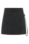 zipped caviar mini wool mélange skirt
