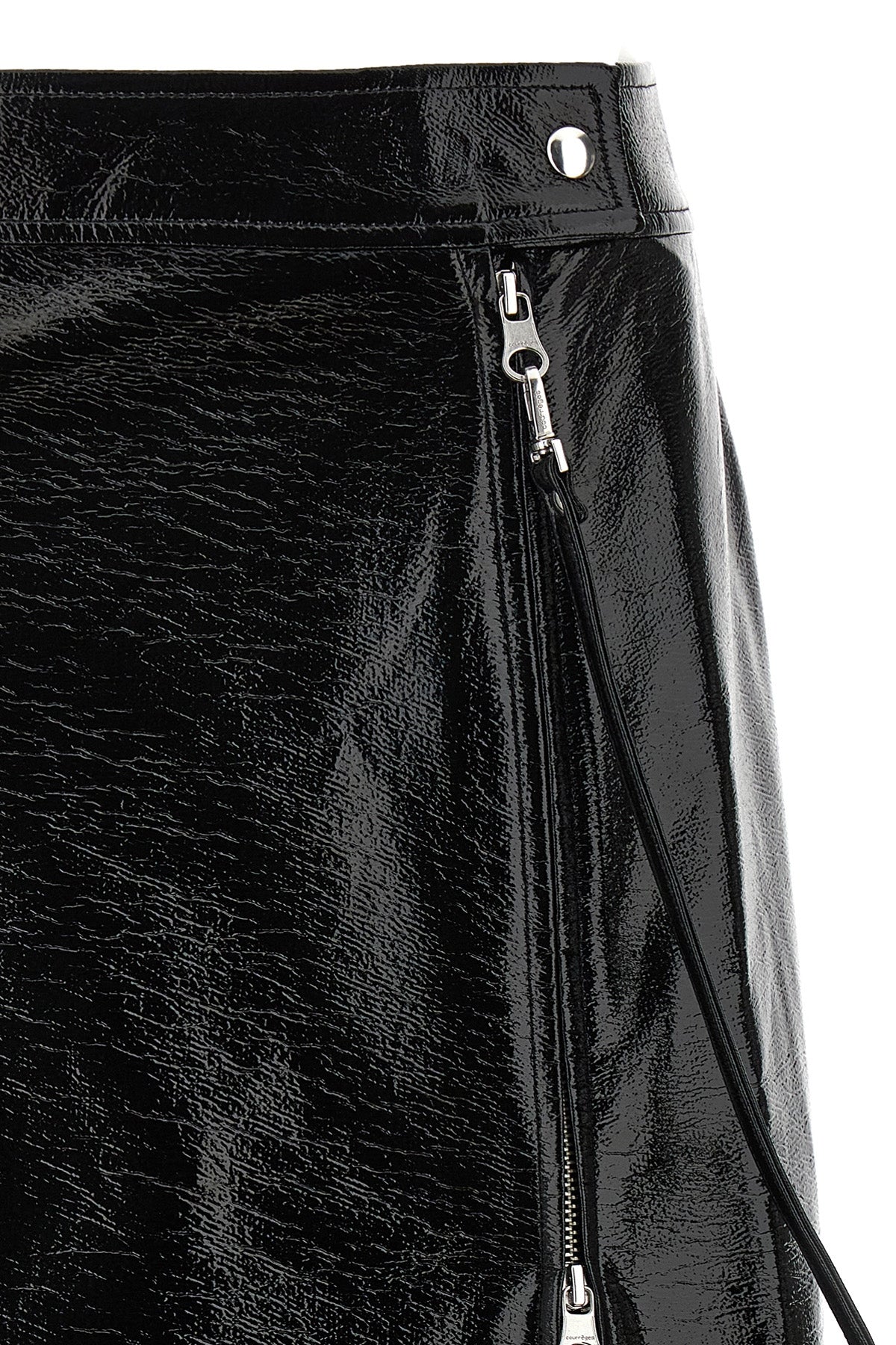 zipped vinyl vinyl midi skirt