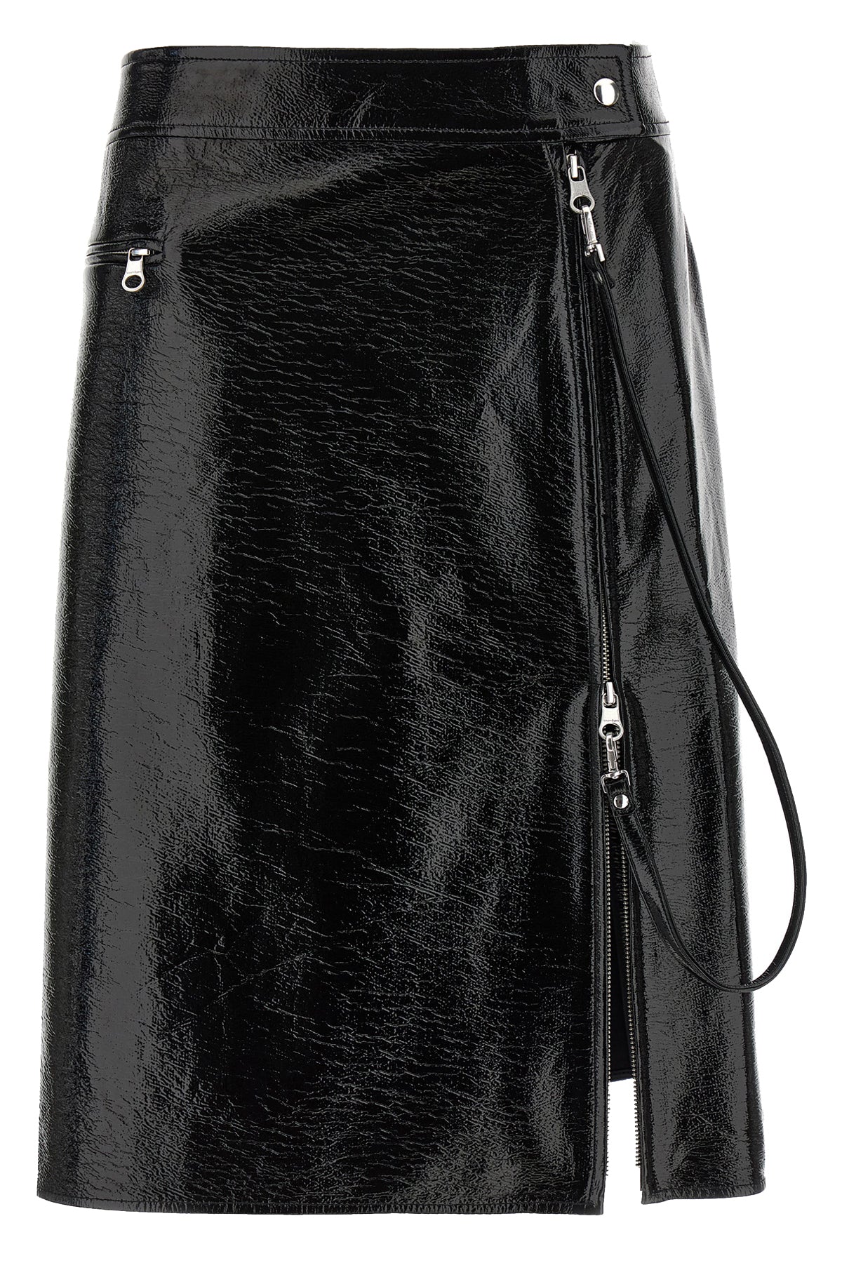 zipped vinyl vinyl midi skirt