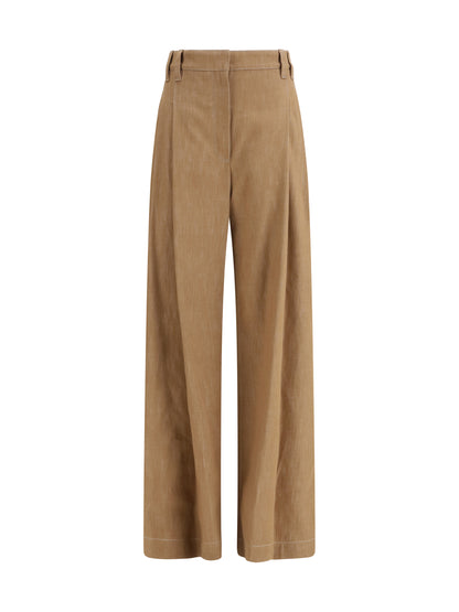BRUNELLO CUCINELLI 40 denim-effect twill wide pants