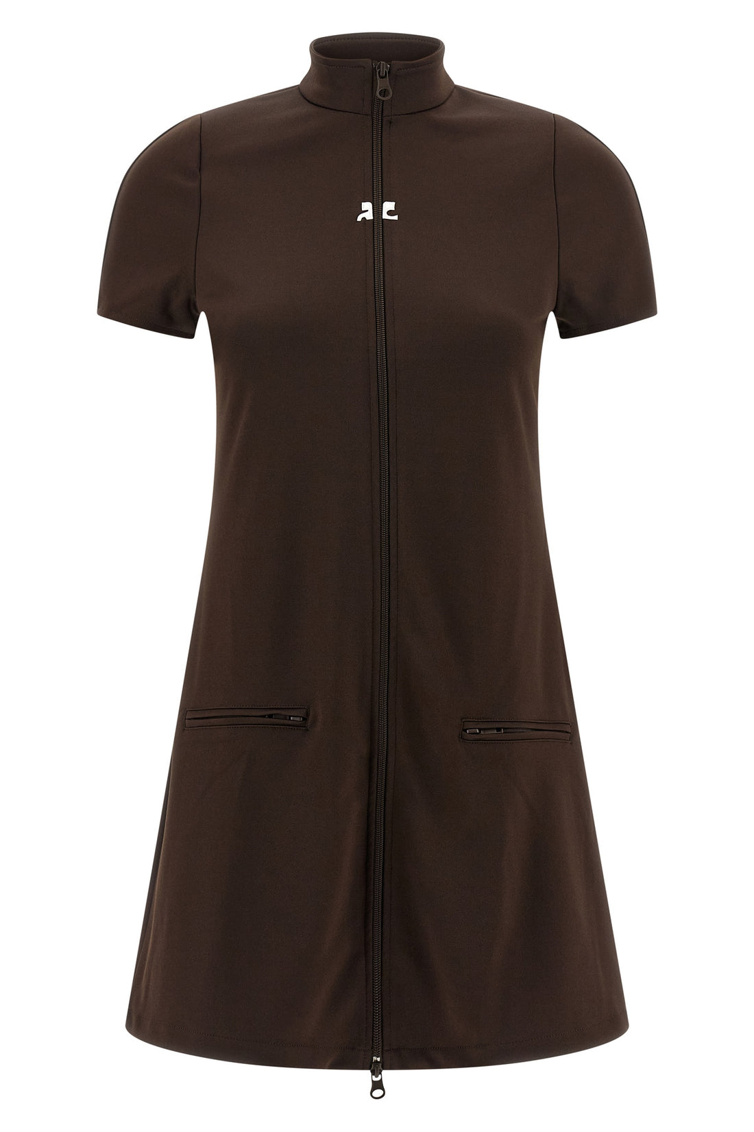 COURRÈGES S interlock tracksuit mini shiny jersey dress
