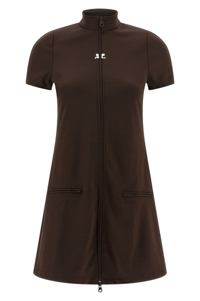 interlock tracksuit mini shiny jersey dress