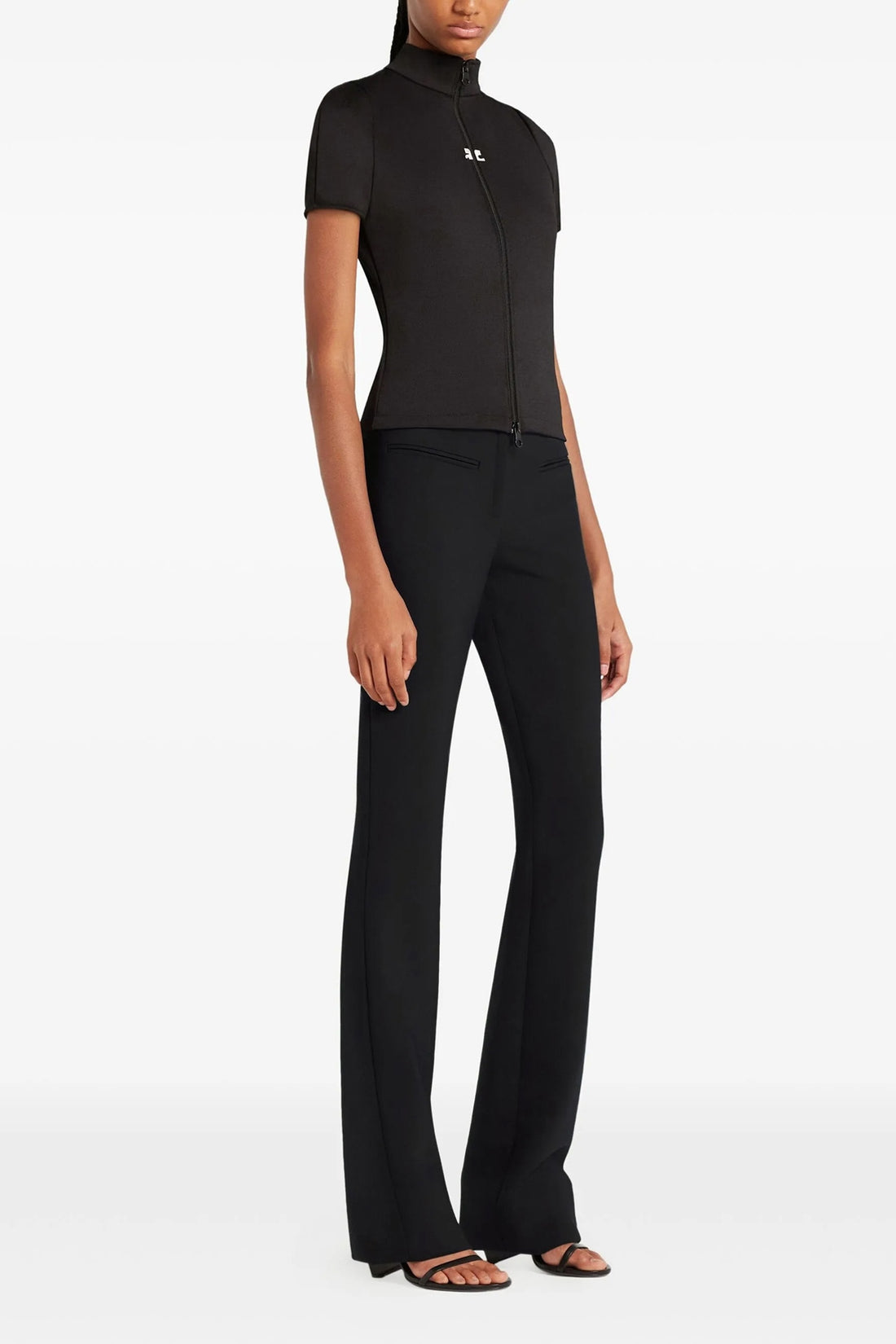 COURRÈGES XS interlock zipped synthetic jersey top