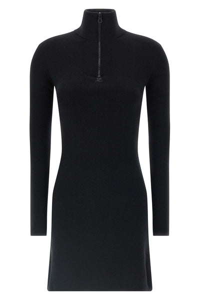 flared polo shirt mini dress in wool knit