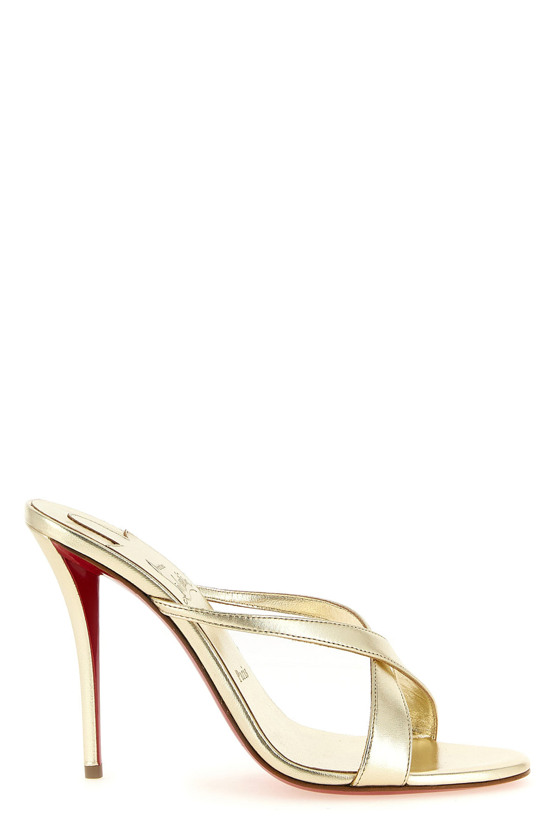 CHRISTIAN LOUBOUTIN 36 mulazee cross mules in laminated lamb nappa leather
