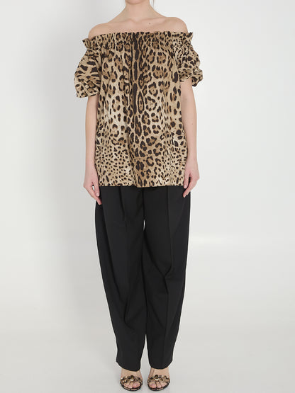 DOLCE&amp;GABBANA 38 leopard print poplin top