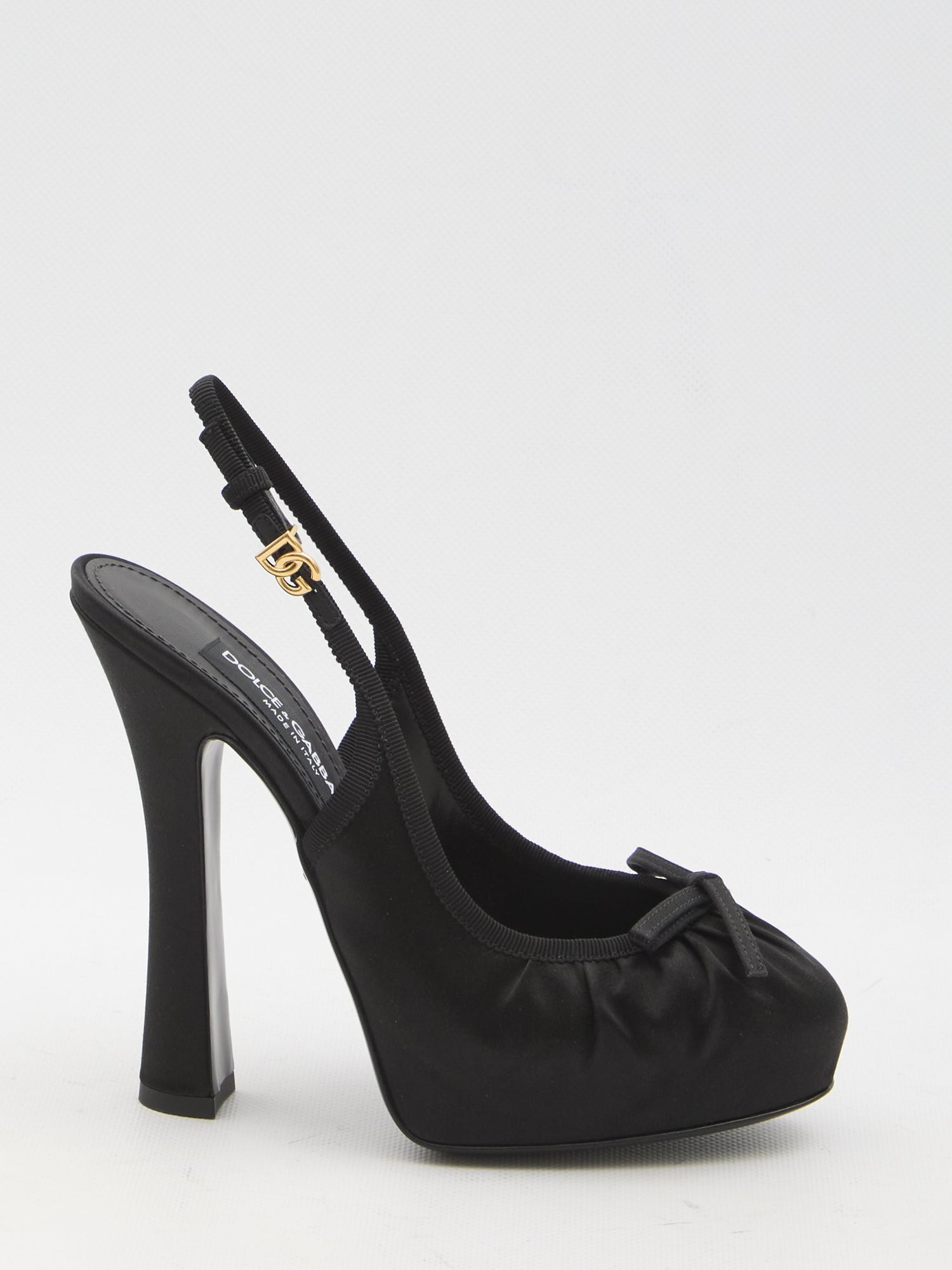 DOLCE&amp;GABBANA 37 satin slingback platform shoes
